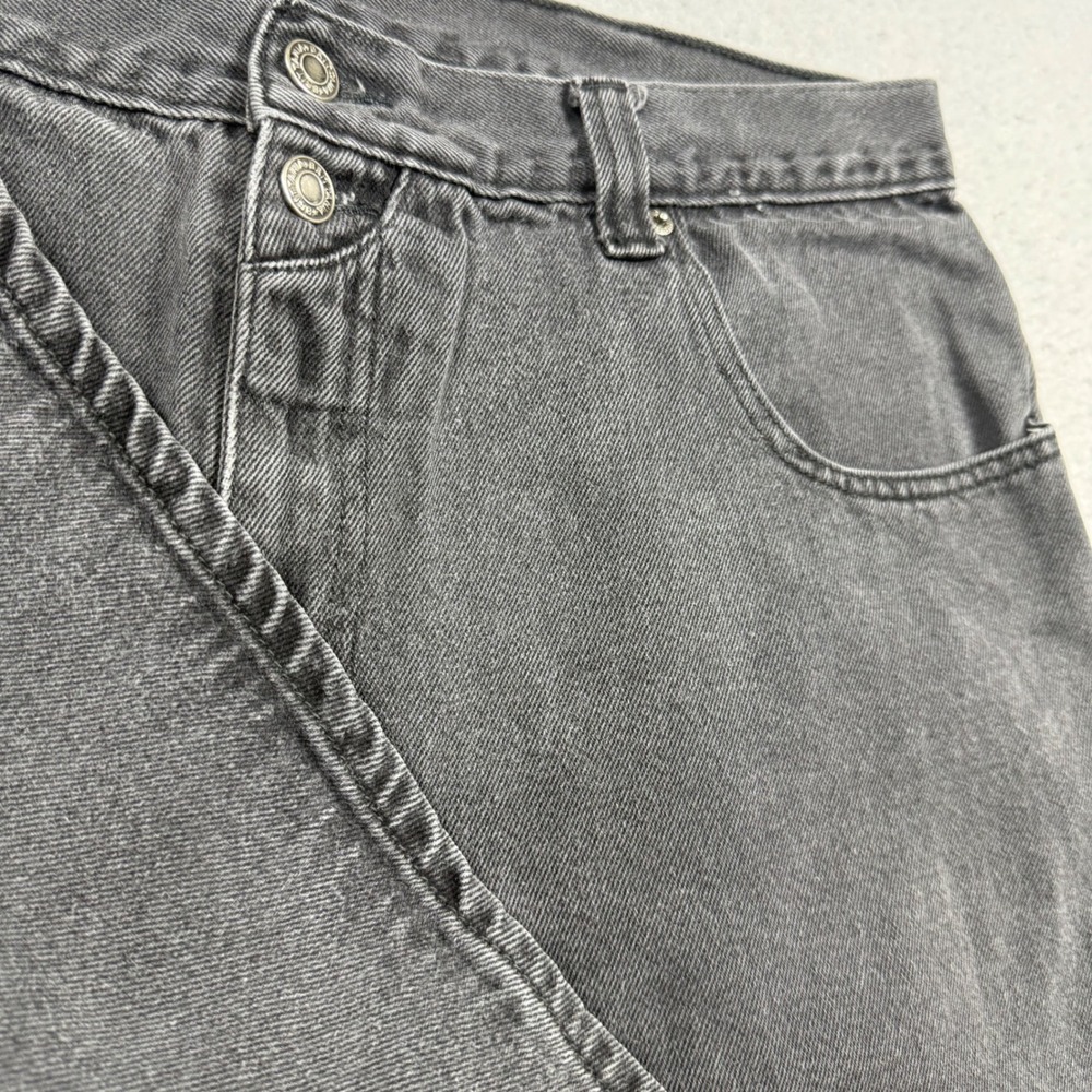 Brittania Mens Vintage Faded Black Denim Shorts Relaxed Fit Cotton Size 40